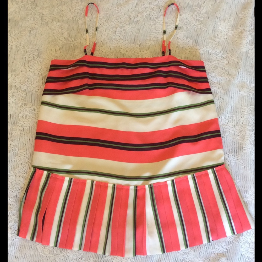 Banana Republic Spaghetti Strap Stripe Pleated Top